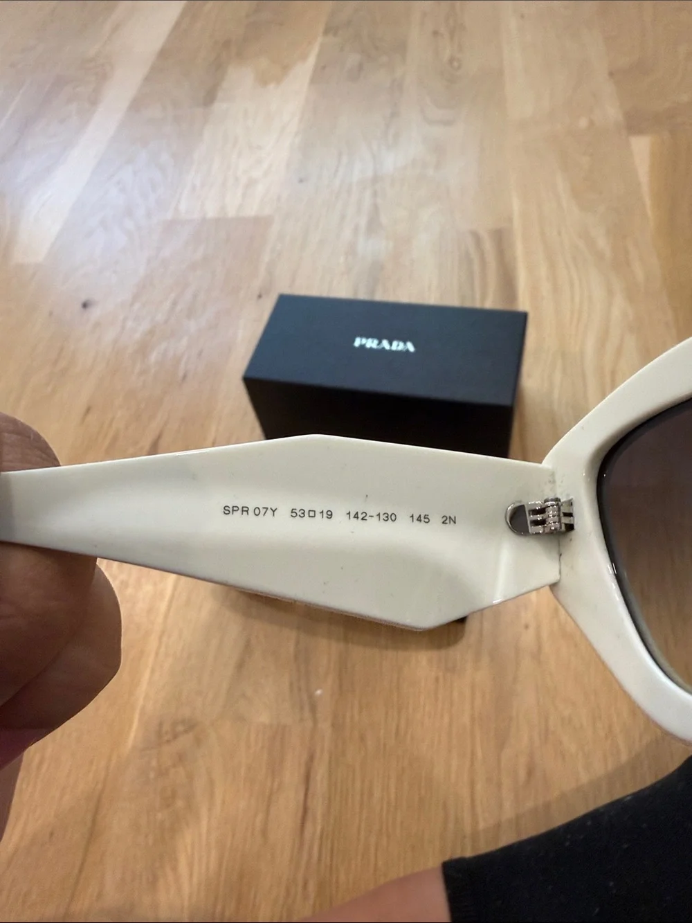 Prada White Cat-Eye Sunglasses with Black Lenses